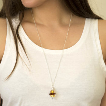 Sterling Silver Amber Cluster Necklace, 2 of 4