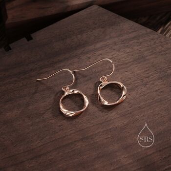 Mobius Hoop Drop Hook Earrings In Sterling Silver, 6 of 10