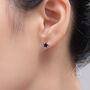 Sterling Silver Amethyst Purple Cz Star Stud Earrings, thumbnail 3 of 10