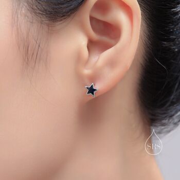 Amethyst Purple Cz Star Stud Earrings, 3 of 9