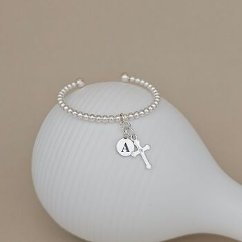 Personalised Infant's Silver Communion Bead Bangle, 2 of 3