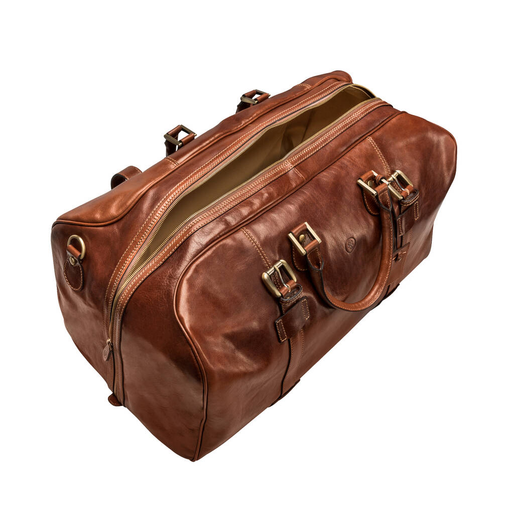 Personalised Extra Large Leather Holdall 'Flero El' By Maxwell Scott ...