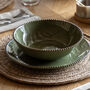 Olive Green Porcelain Beaded Pasta Bowls, thumbnail 1 of 4