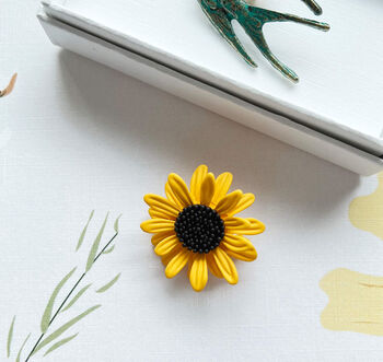 Yellow Sunflower Enamelled Friendship Flower Brooch Pin, 3 of 6