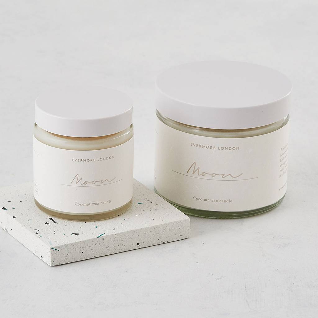 moon organic coconut wax candle 120ml by evermore | notonthehighstreet.com