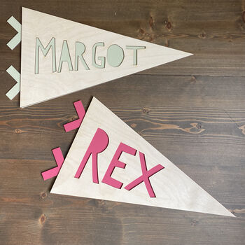 Wooden Painted Name Pennant, 2 of 6