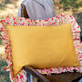 Gold Linen Frilled Cushion, thumbnail 4 of 4