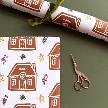Personalised Christmas Gingerbread House Wrapping Paper, 2 of 2