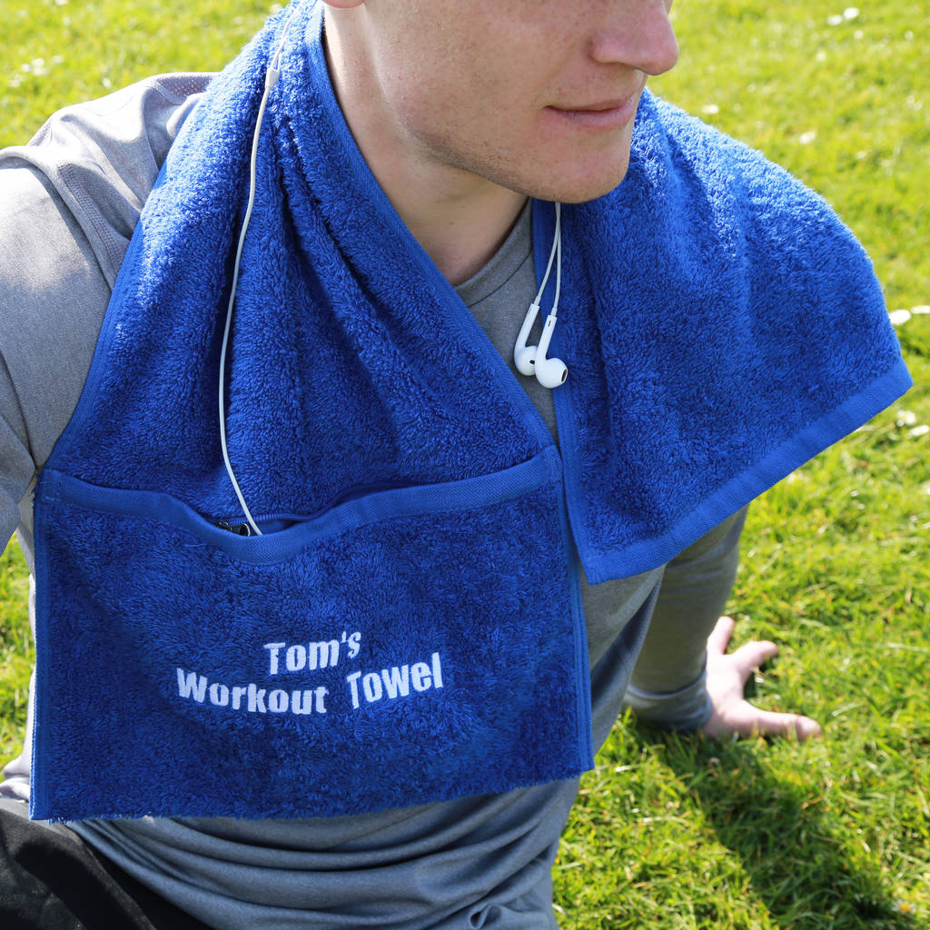 Personalised Embroidered Gym Towel With Zipped Pocket, 1 of 9