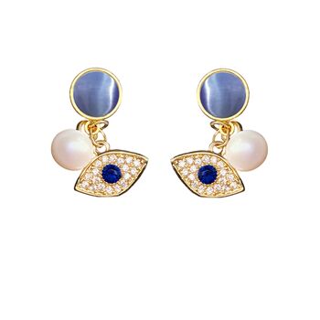 18 K Pearl Opal Earrings, 3 of 3