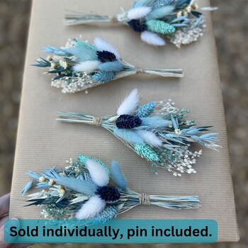 Mixed Blue Dried Flower Buttonhole, 2 of 2