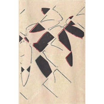 Cream Japanese Abstract Leaf Print, 2 of 3
