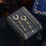 Sterling Silver Tiny Cz Trio Chain Dangle Huggie Hoop, thumbnail 5 of 10