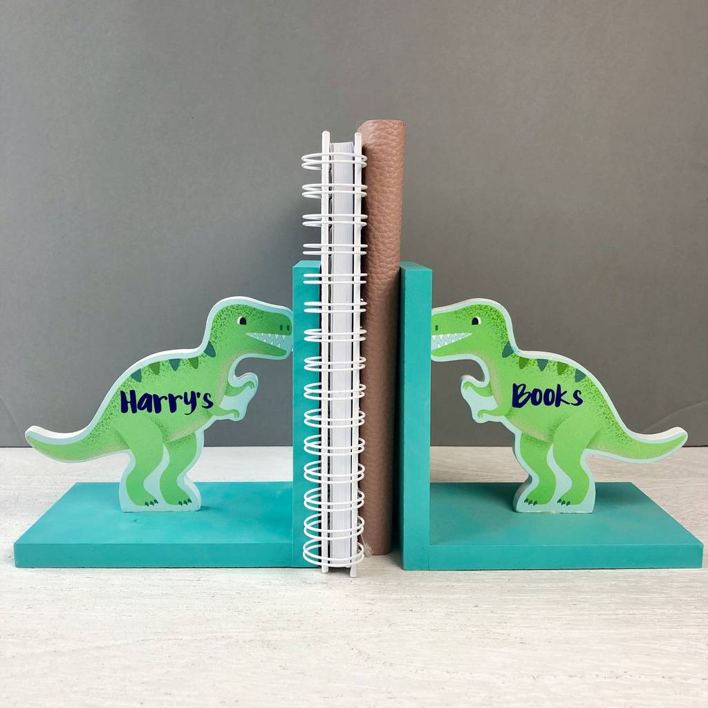 Personalised Dinosaur Bookends By The Alphabet Gift Shop