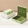 Monaco D’or Gold Sage Mint Emerald Ombré Travel Jewellery Large Gift Box, thumbnail 1 of 4