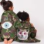 Reversible Sequin Cat Personalised Kids Camo Jacket, thumbnail 2 of 7