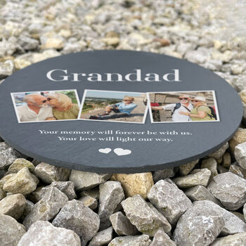 Personalised Photo Memorial Slate Circular Grave Marker, 5 of 7