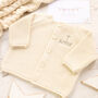 Cream Christening Baby Cardigan With Simple Cross, thumbnail 2 of 12