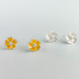 Sterling Silver White Or Yellow Flower Stud Earrings, thumbnail 3 of 4
