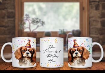 Personalised King Charles Spaniel Birthday Party Gift Mug, 2 of 2