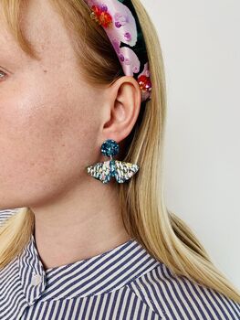 Sparkly Moth Resin Drop Earrings / Gift For Insect Lovers, 5 of 5