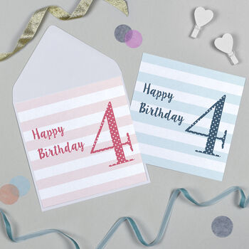 Candy Stripe 4th Birthday Card, 2 of 7