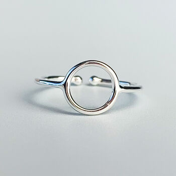 Sterling Silver Simple Circle Adjustable Ring, 4 of 6