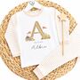Children's Personalised Beige Stripe Digger Pyjamas, thumbnail 2 of 9