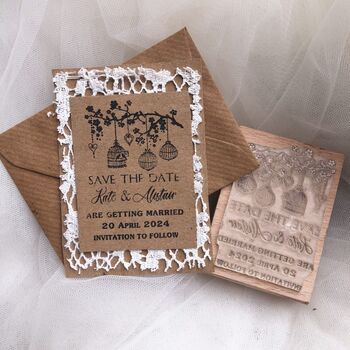 Personalised Wedding Save The Date Rubber Stamp, 3 of 3