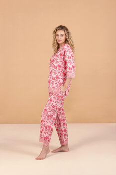 Indian Cotton Cherry Blossom Print Pyjama Set, 4 of 4