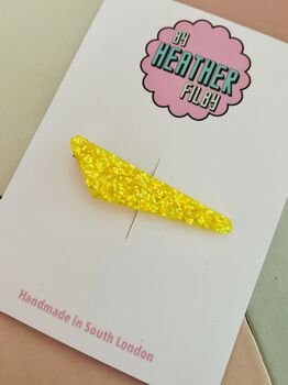 Neon Yellow Glitter Resin Hair Clip / Festival Fashion Barrette / Novelty Gift For Teenager, 4 of 4