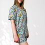 Pale Blue Floral 100% Cotton Ladies Pyjama Short Set, thumbnail 2 of 12