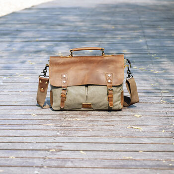 Canvas And Leather Messenger Bag Gift For Him, 4 of 12