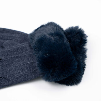 Cosy Navy Blue Gloves With Faux Fur Cuff, 2 of 5