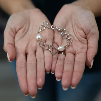 Hoop Chain And Baroque Pearl Bracelet, 3 of 4