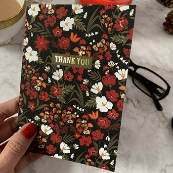 Thank You Red Floral Greeting Card, 3 of 3