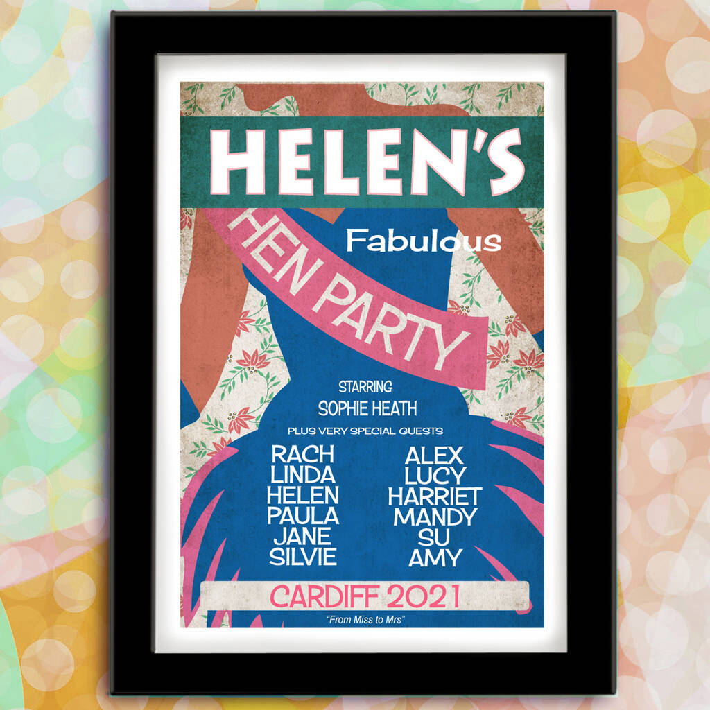 Personalised Hen Party Wedding Print, 1 of 5
