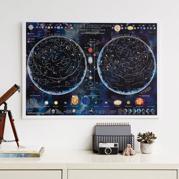Stars And Constellations Glow Map, Night Sky Poster, 5 of 7