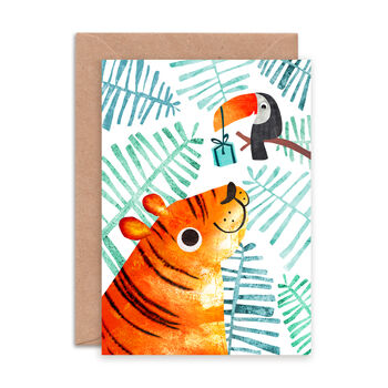 Tiger And Toucan Greetings Card, 2 of 2