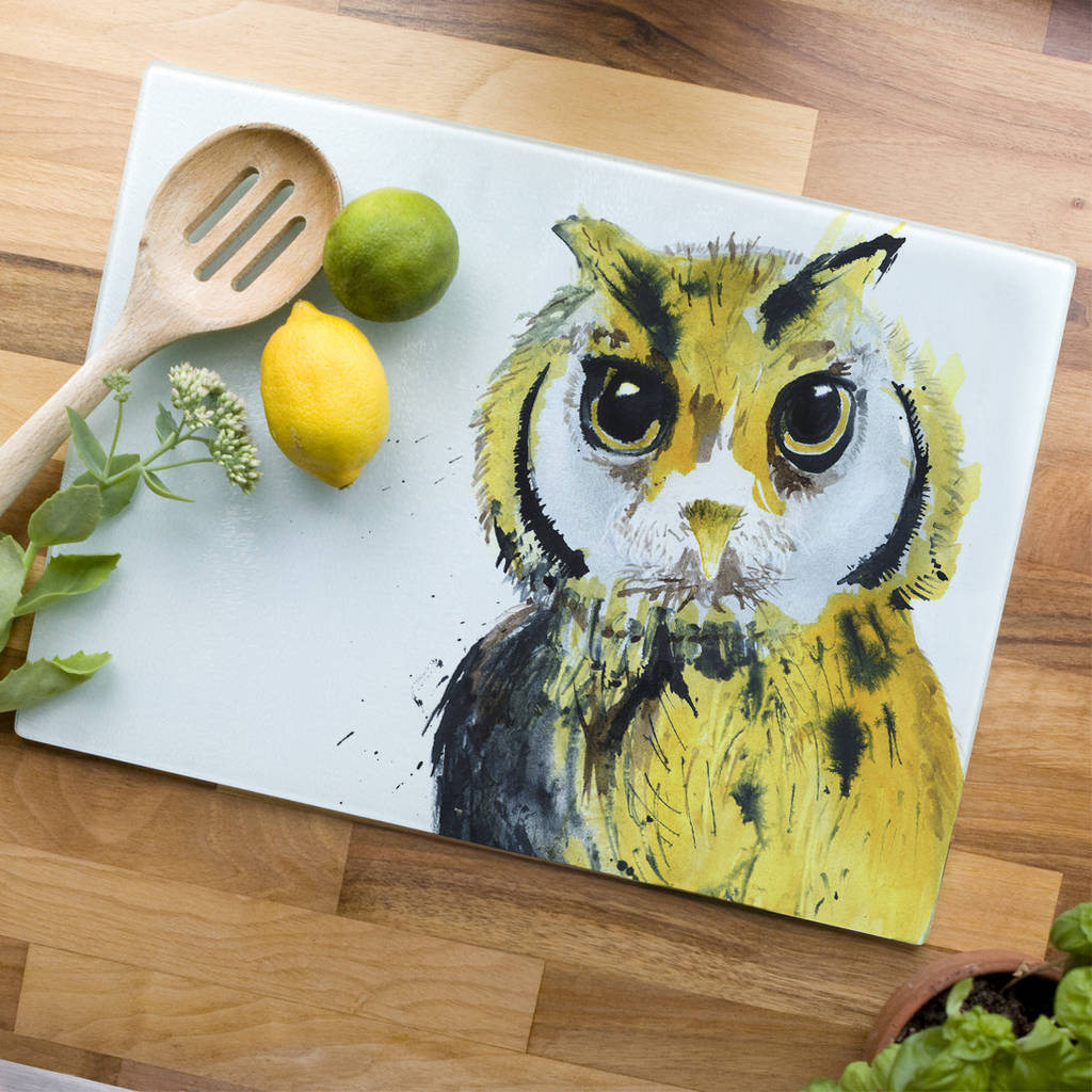 Inky Owl Glass Worktop Saver, 1 of 6
