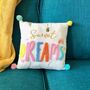 Sweet Dreams Cushion With Pom Poms, thumbnail 3 of 7