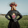 Flaming Heart Anatomical Heart Bride Leather Jacket, thumbnail 1 of 10