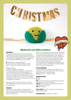 Giant Christmas Pudding And Sprout Knitting Kits, 6 of 6