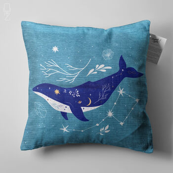 Blue Pillow Cover With Whale And Ursa Major Design, 5 of 7