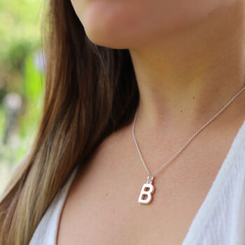 Sterling Silver Chunky Initial Necklace, 4 of 12