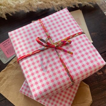 Pink Gingham Paper Fibre Wrapping/Patterned Paper Sheet, 10 of 12