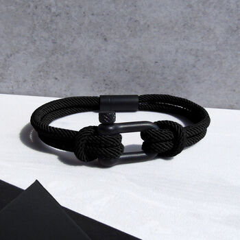 Personalised Men's Shackle And Black Rope Bracelet, 2 of 6