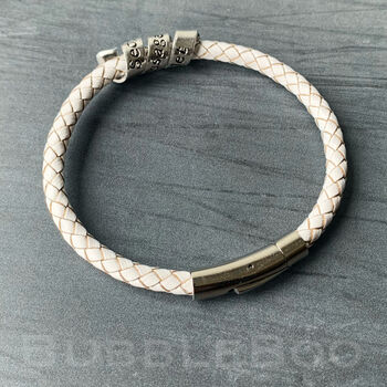 Personalised White Leather Secret Message Bracelet, 8 of 10