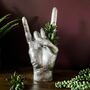 Rock On Sign Hand Vase Silver, thumbnail 1 of 4