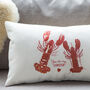 Romantic Lobster Personalised Rectangular Cushion, thumbnail 1 of 4